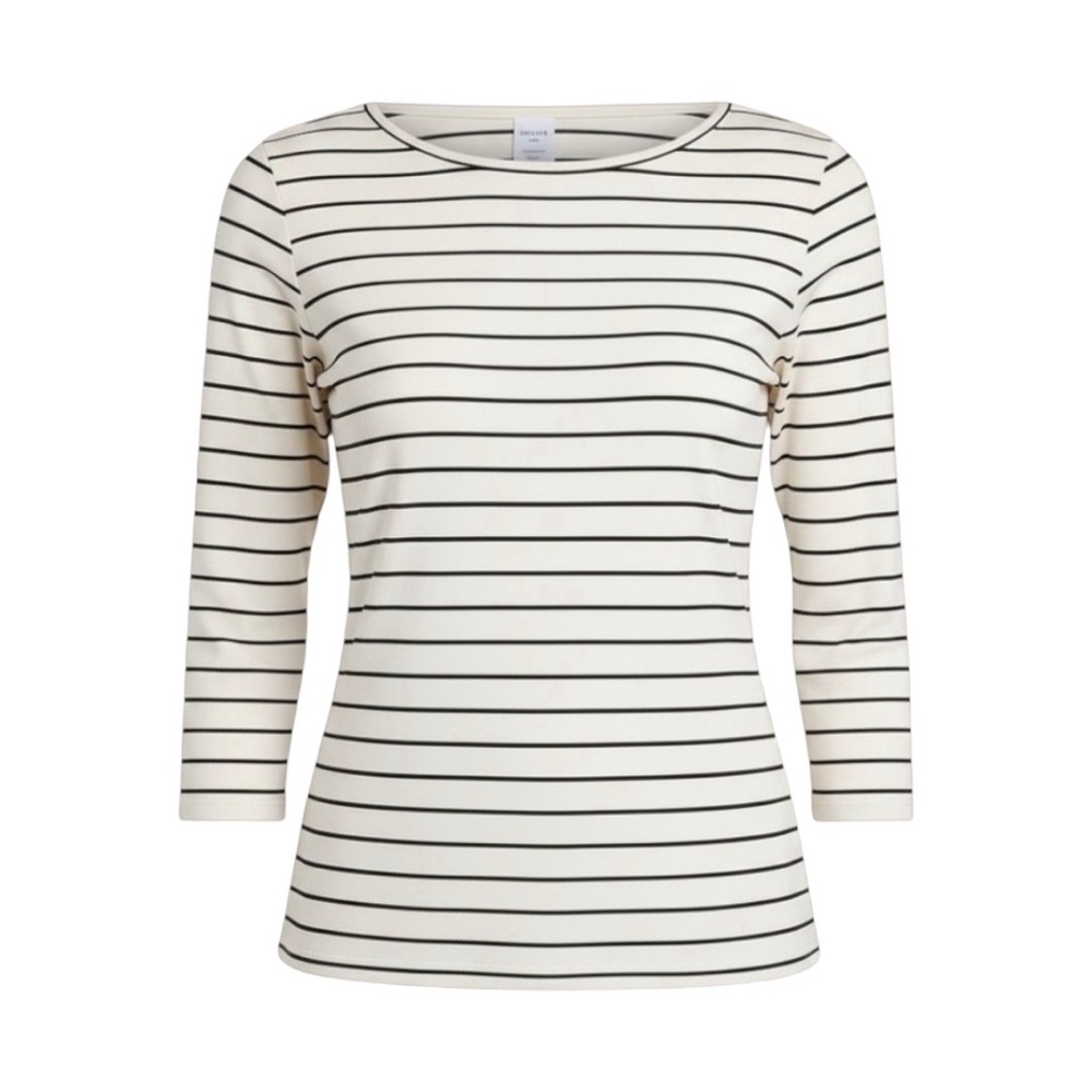 Merona Women's Buttery Soft Stretchy Striped Top - Cream and Black Large